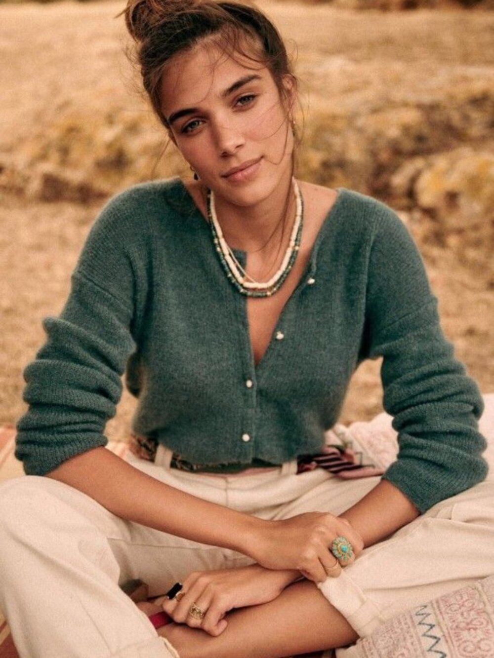 Sezane Gaspard Cardigan Sweater Sage Green Size Small Mohair Alpaca - Picture 14 of 17
